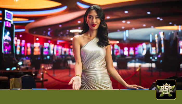Dealer trong casino đang phân phát bài cho người chơi trong các trò chơi như Poker và Baccarat.